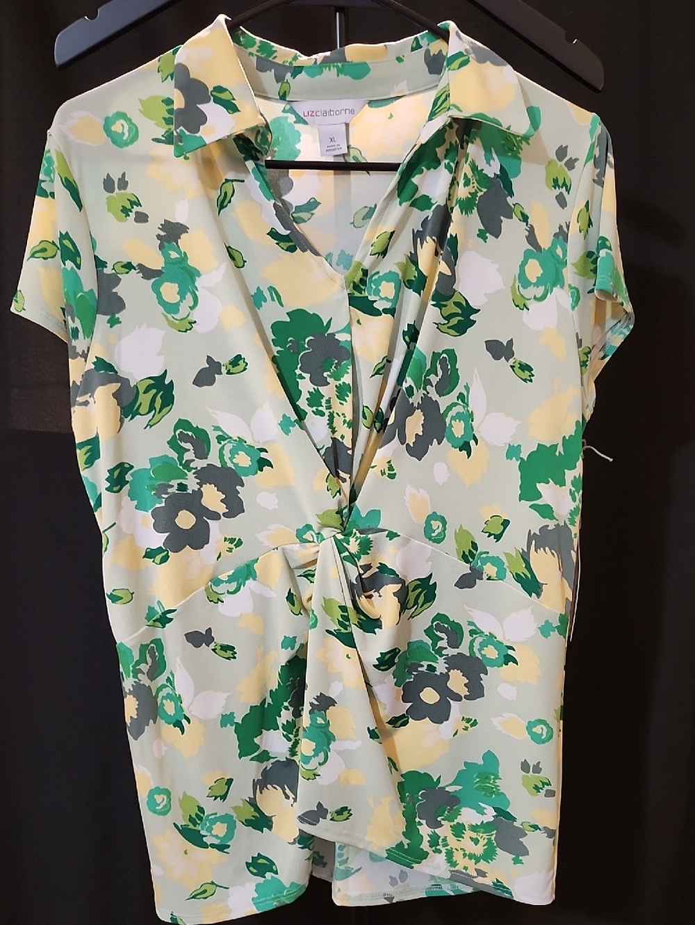 Liz Claiborne Twist Front Blouse – XL (NWT) | Seagreen Floral